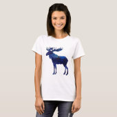 T-shirt Silhouette d'orignal bleu (Devant entier)
