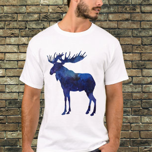 T-shirt Silhouette d'orignal bleu