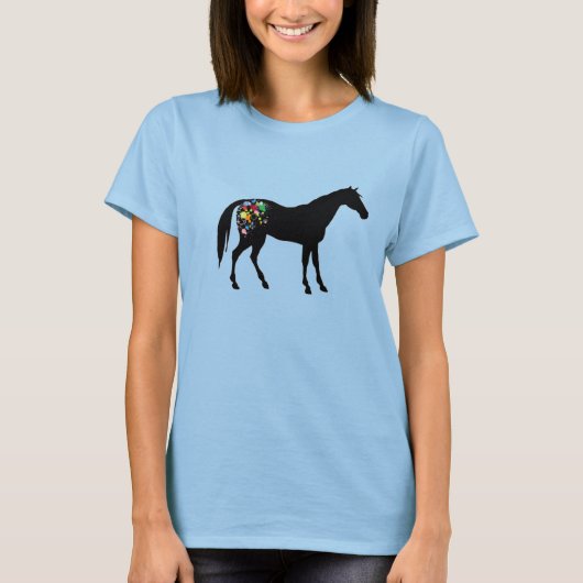 T-shirt Silhouette du cheval arc-en-ciel (Devant)