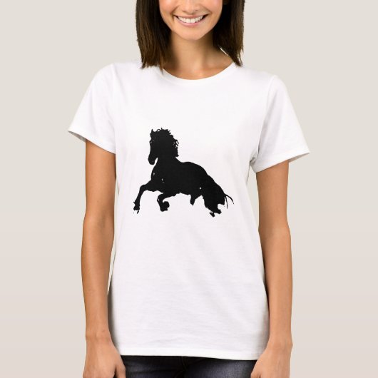 T-shirt Silhouette du cheval blanc noir (Devant)