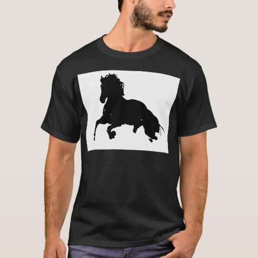 T-shirt Silhouette du cheval blanc noir (Devant)