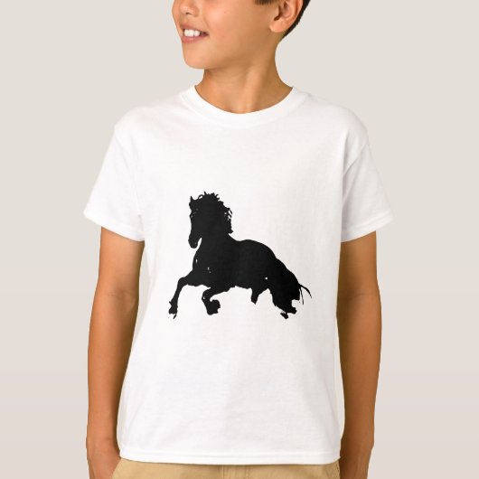 T-shirt Silhouette du cheval blanc noir (Devant)