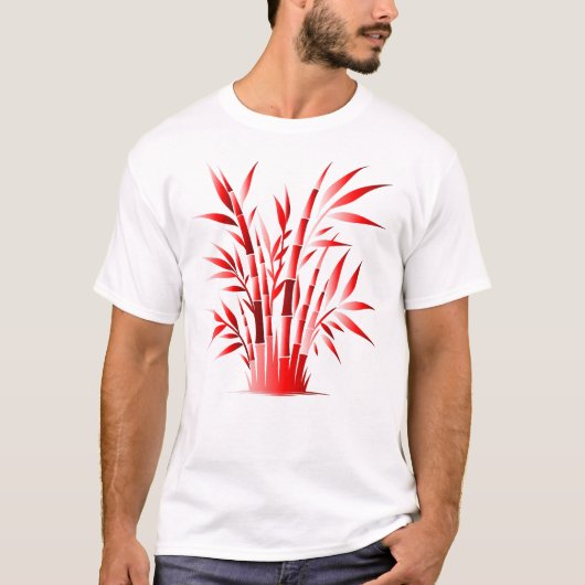 T-shirt Silhouette en bambou rouge - Design vert gras (Devant)