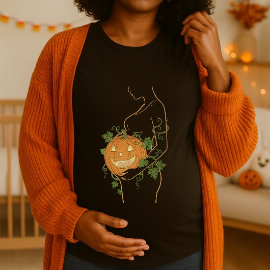 T-shirt Silhouette Enceinte Citrouille Halloween Cute Litt