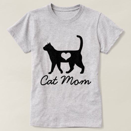 T-shirt Silhouette et coeur à la mode de chat de maman de (Design devant)