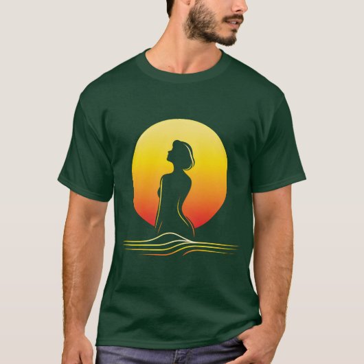 T-shirt Silhouette féminine du coucher de soleil rétrograd (Devant)