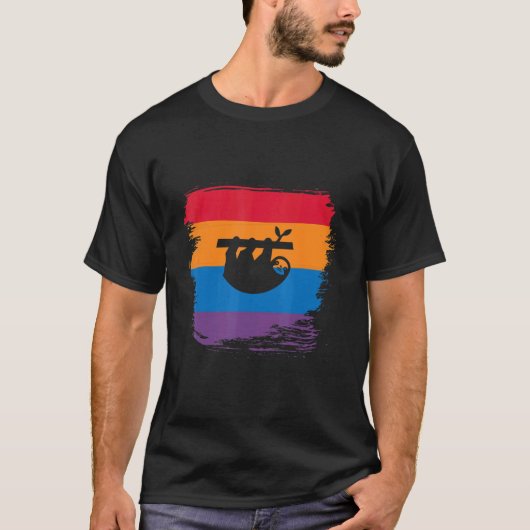 T-shirt Silhouette Fente Ombre Avec Drapeau Coloré (Devant)