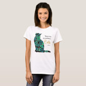 T-shirt Silhouette Fleur de Chat en Turquoise (Devant entier)