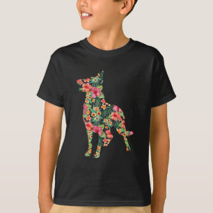 T-shirt Silhouette Florale de Chien Drôle Berger Allemand