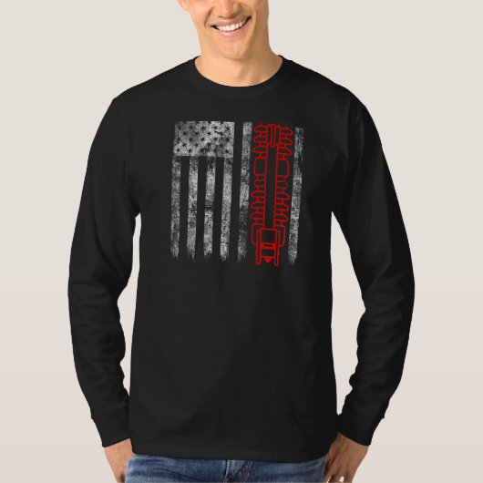 T-shirt Silhouette Fuse Cutout American Flag Lineman 1 (Devant)