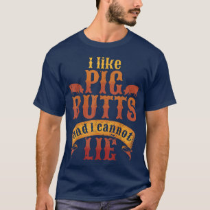 T-shirt Silhouette Grill BBQ J'Aime Les Boutons De Cochon
