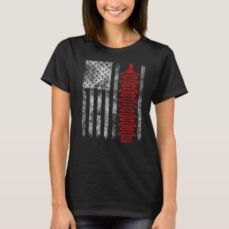 T-shirt Silhouette Lightning Arrester Drapeau Américain Li