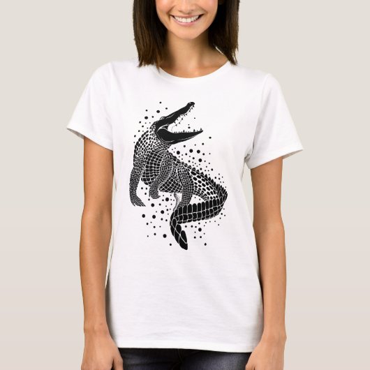 T-shirt Silhouette noire d'un crocodile (Devant)