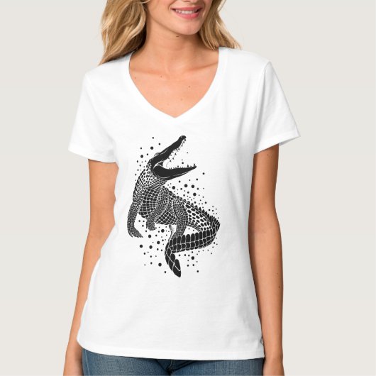 T-shirt Silhouette noire d'un crocodile (Devant)