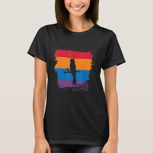 T-shirt Silhouette Ombre De Parrot Avec Drapeau Coloré (Devant)