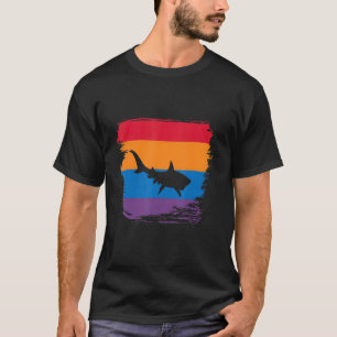 T-shirt Silhouette Ombre De Requin Tigre Avec Drapeau Colo