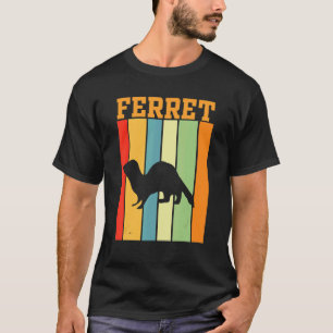 T-shirt Silhouette Ombre Ferret En Couleurs Rétro