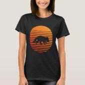 T-shirt Silhouette Ombre Racoon Devant Un Soleil (Devant)
