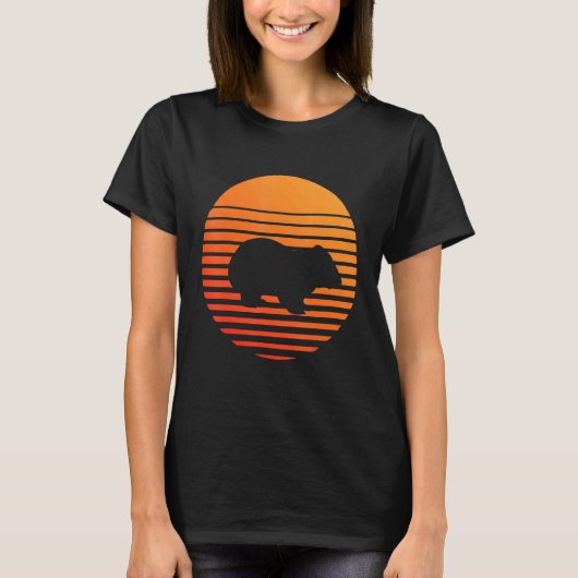 T-shirt Silhouette Ombre Wombat Devant Un Soleil (Devant)