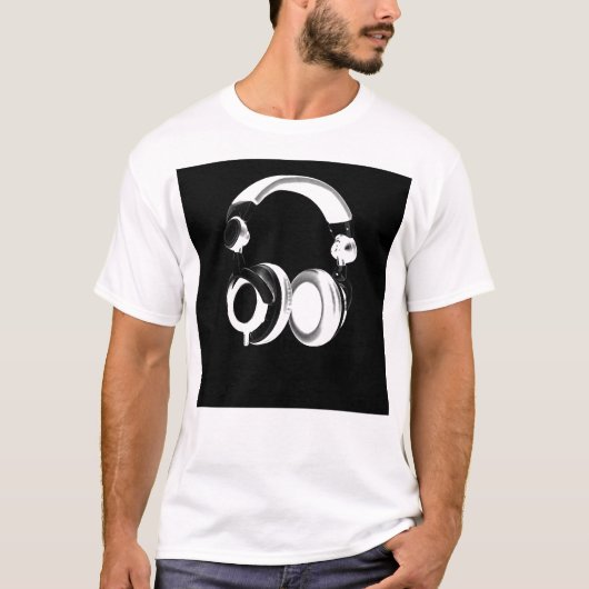 T-shirt Silhouette pour casque noir et blanc (Devant)