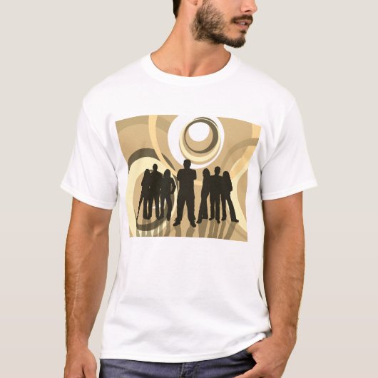 T-shirt Silhouette rétro Personnes avec cercles Abstraits (Devant)