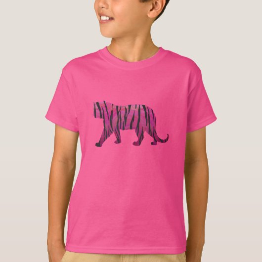 T-shirt Silhouette rose chaud et tigre noir (Devant)