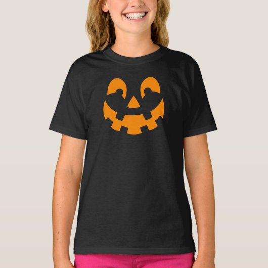 T-shirt Silhouette simple Citrouille orange face Halloween (Devant)