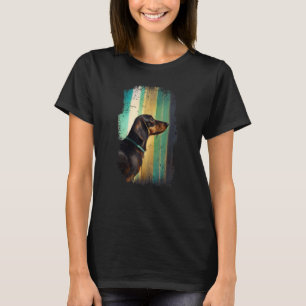 T-shirt Silhouette Vintage de Dachshund Rétro Années 60 70