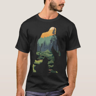 T-shirt Silhouette with Scenic Forest Mountain Sunset gift