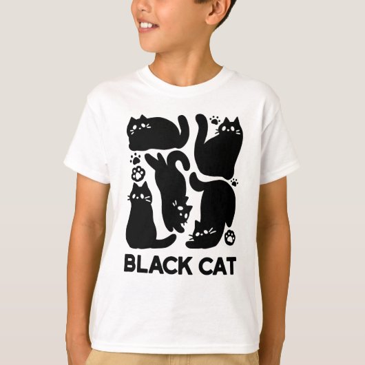 T-shirt Silhouettes de chat noir - Design Feline mignon (Devant)