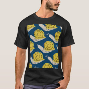 T-shirt Silhouettes d'escargots : jaune, motif rose.