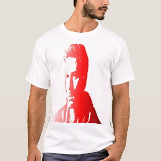 T-shirt silhuette rouge un homme aux cheveux courts et tex