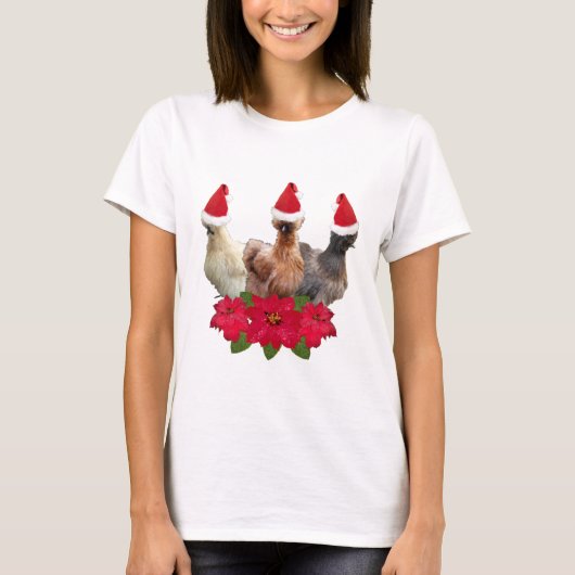 T-shirt Silkie Bantam Poulet Noël Noël Santa Hat (Devant)