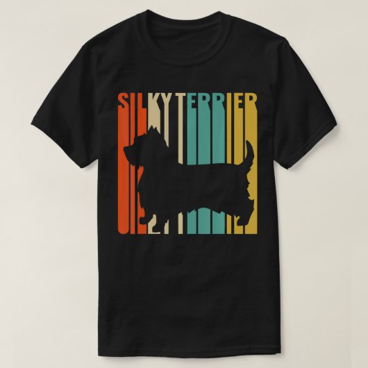 T-shirt Silky Terrier Retro 1970 Chien Silhouette Silky Te (Design devant)