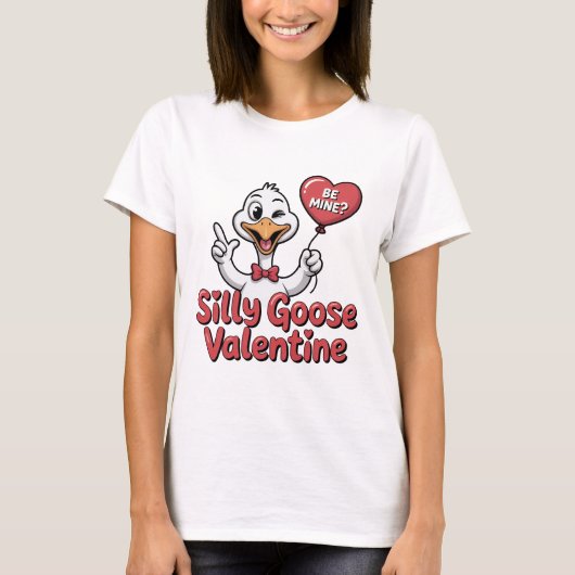 T-shirt Silly Goose Valentine Shirt - Cute Winking Goose H (Devant)