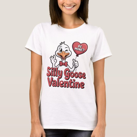 T-shirt Silly Goose Valentine Shirt - Cute Winking Goose H (Devant)
