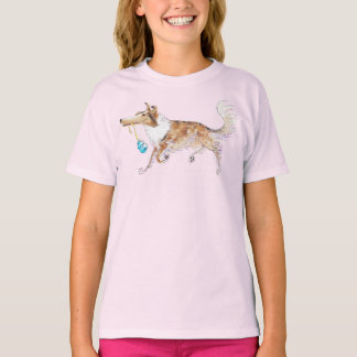 T-shirt Silly Sable Merle Rough Collie Avec Un Chien Toy