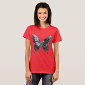 T-shirt Silver Butterfly with Open Wings Elegant (Devant entier)