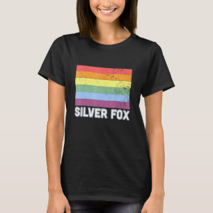 T-shirt Silver Fox Vintage Gay Rainbow Flag LGBT Pride