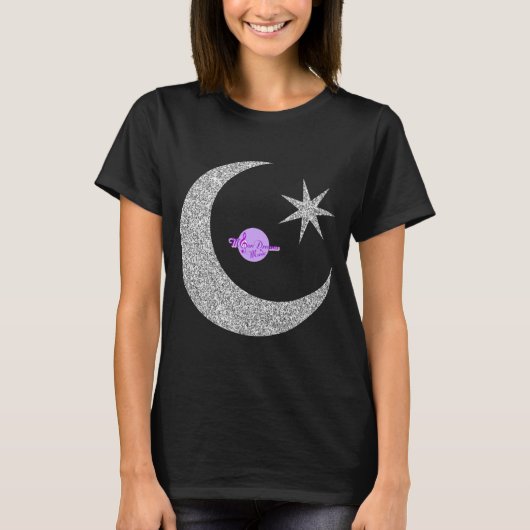 T-shirt Silver Shimmery Moon & Star (Devant)