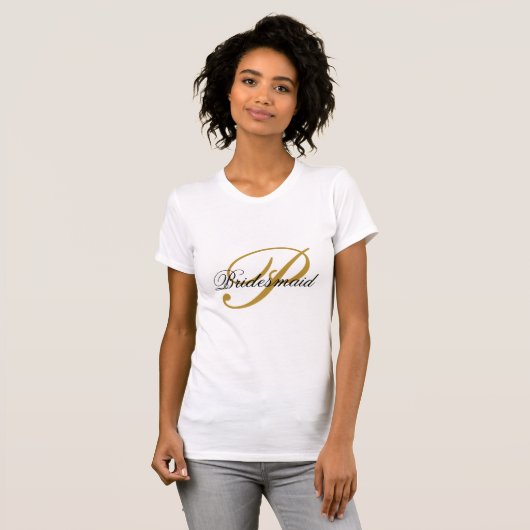 T-shirt Simple Ajouter Monogramme Custom Black & Gold Brid (Devant entier)