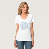 T-shirt Simple Bleu Et Blanc Élégant Mandala Floral (Devant entier)