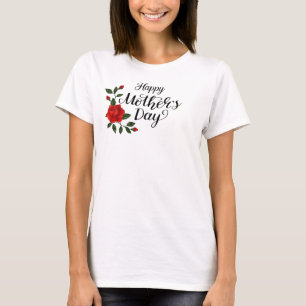 T-shirt Simple Bonne Fête des Mères Floral Calligraphie