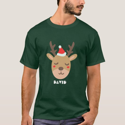 T-shirt Simple Cool de vacances Reindeer tendance Noël (Devant)