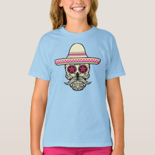 T-shirt Simple Dia de Muertos Crâne avec chemise à manches