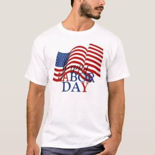 T-shirt Simple Elégant Joyeux Fête du Travail Rouge Blanc