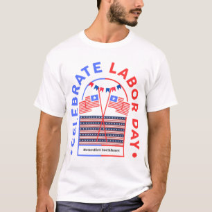 T-shirt Simple Elegant Labor Day avec drapeau américain