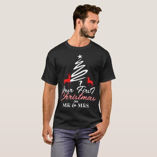 T-shirt Simple et élégant | Premier Noël en tant que M. et (Devant entier)