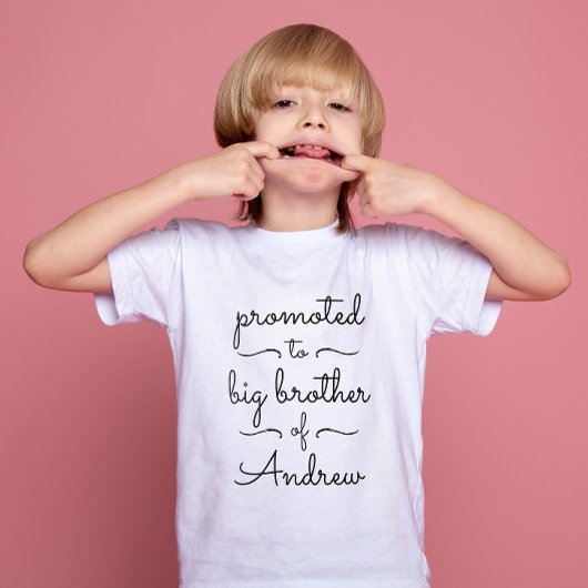 T-shirt Simple Grande Frère Sœur Écriture Noir Et Blanc