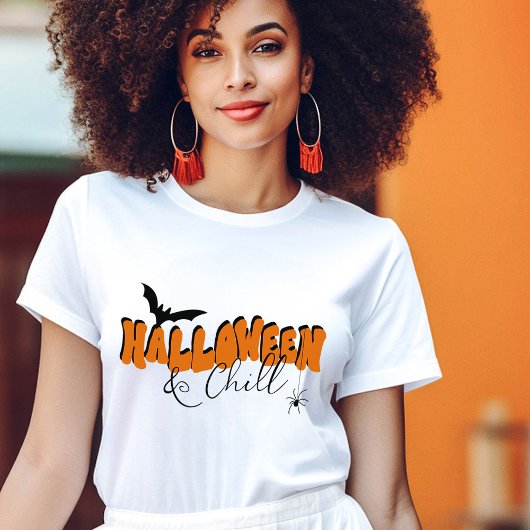 T-shirt Simple Halloween rétro Black Orange Typographie Am